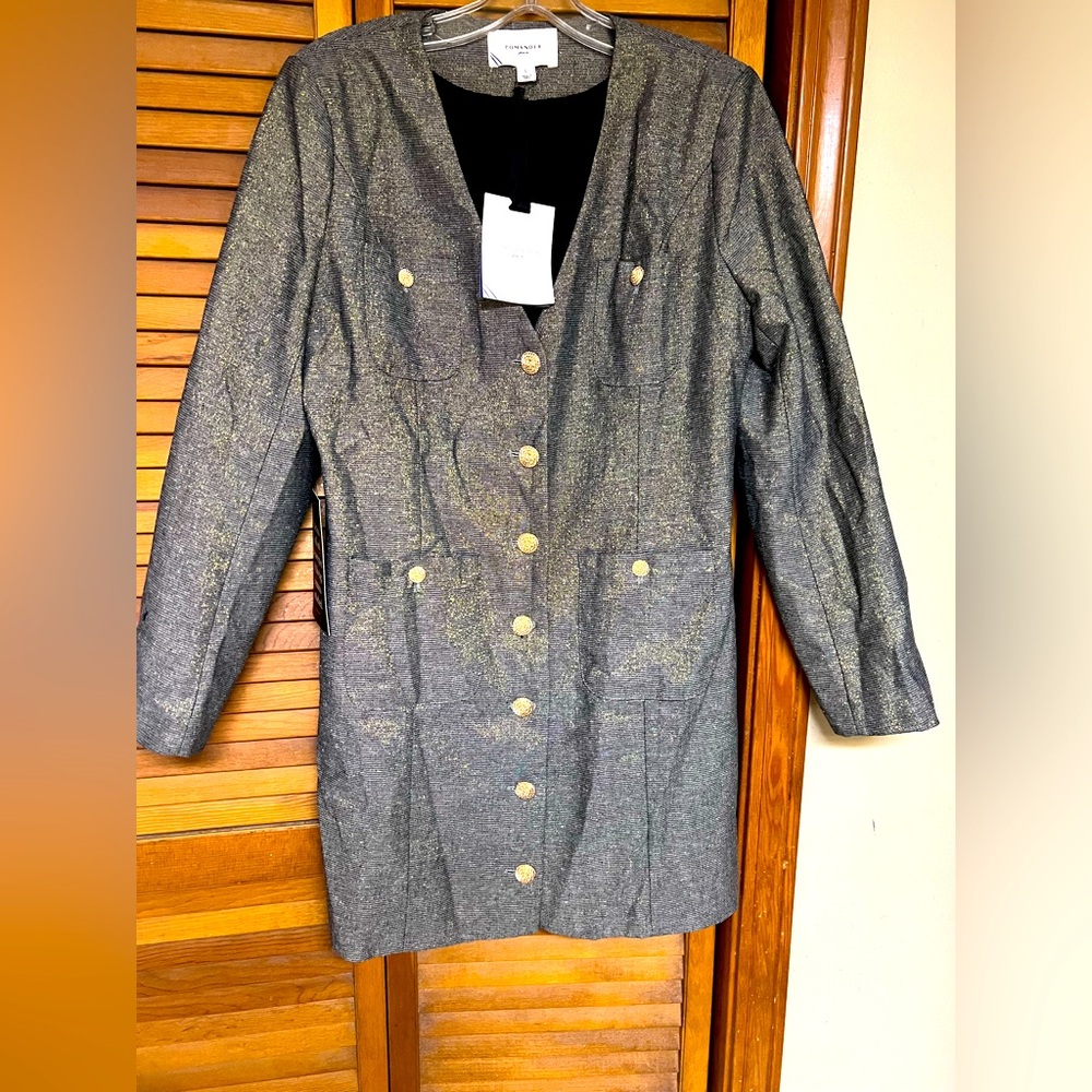 Pomander Place Dress from Tuckernuck.  Grey, Gold.  Large. NWT